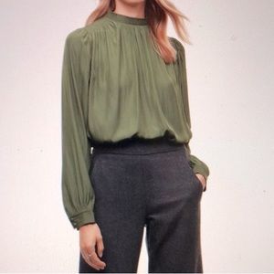 Aritzia Wilfred Cream Petrichor Avorio Flowy High Neck Blouse